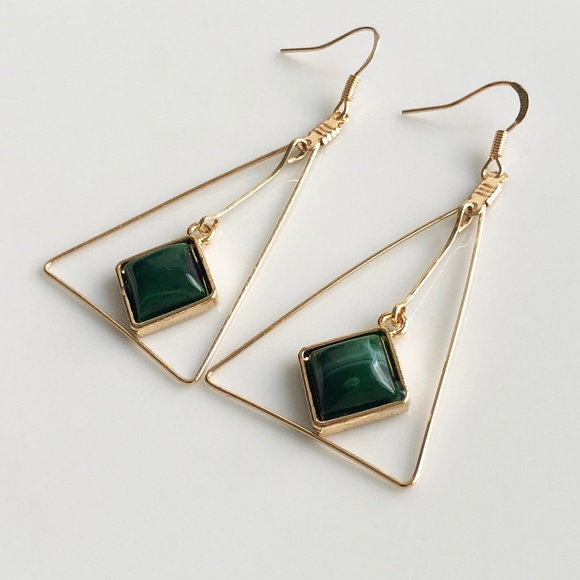 Jewelry - 3/$15 NEW Triangle green earrings